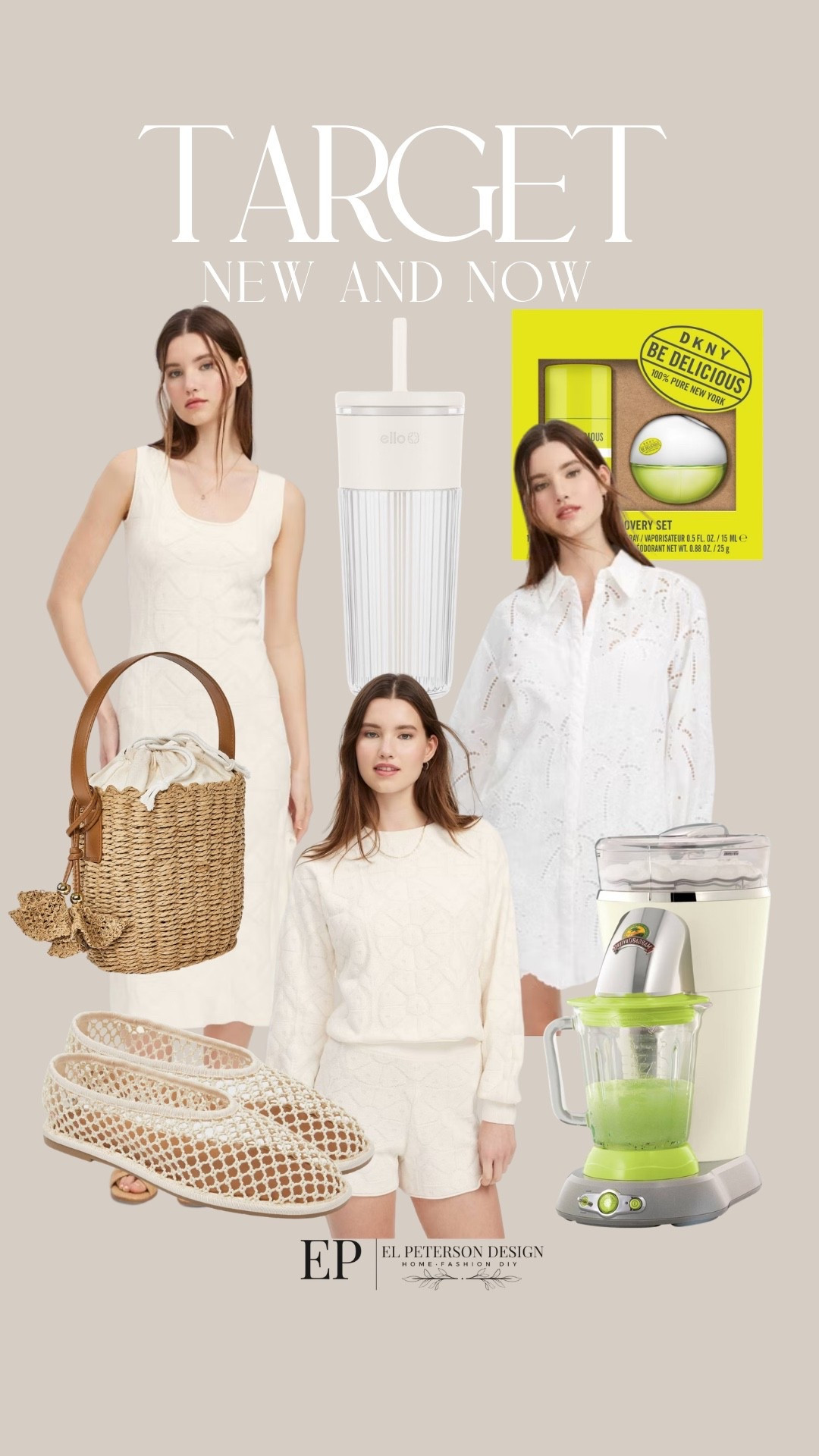 Target 
New and now
Bucket purse
Maryjane flats
Dress
Tumbler 