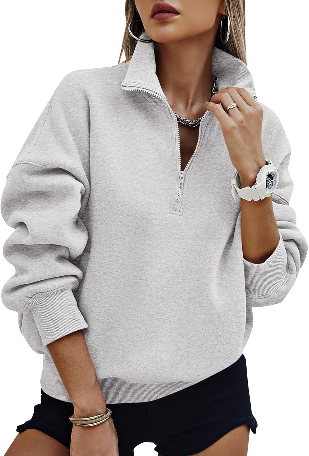 PRETTYGARDEN Womens Half Zip Oversized Sweatshirts Fleece Hoodies Trendy | Amazon (US)