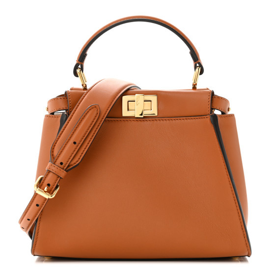 Vitello Seta Canvas FF Embroidered Mini Peekaboo Iconic Satchel Brandy Grezzo | FASHIONPHILE (US)