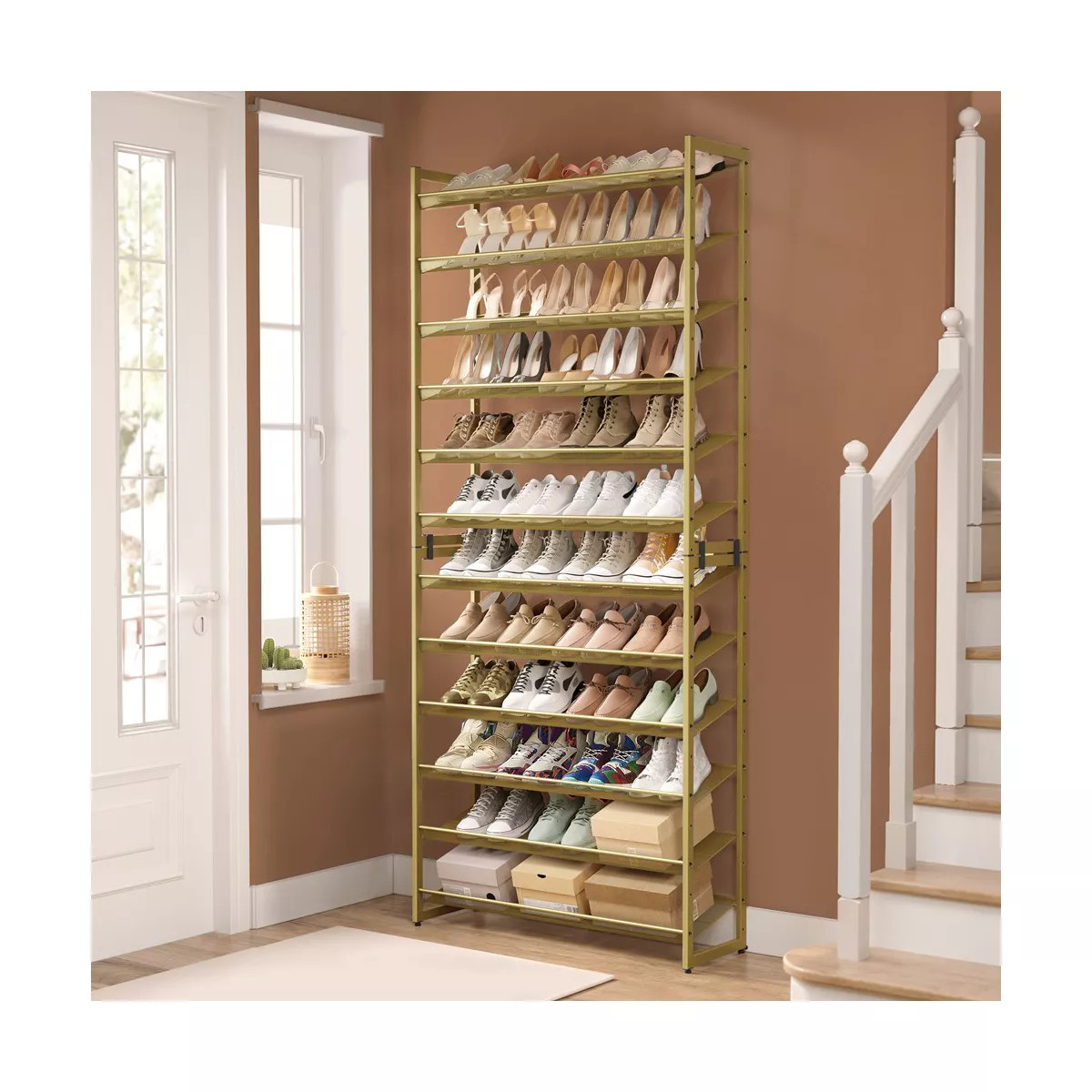 12-Tier Stackable Shoe Storage Shelf, Metal Shoe Organizer withAdjustable Flat or Angled Shelves | Target