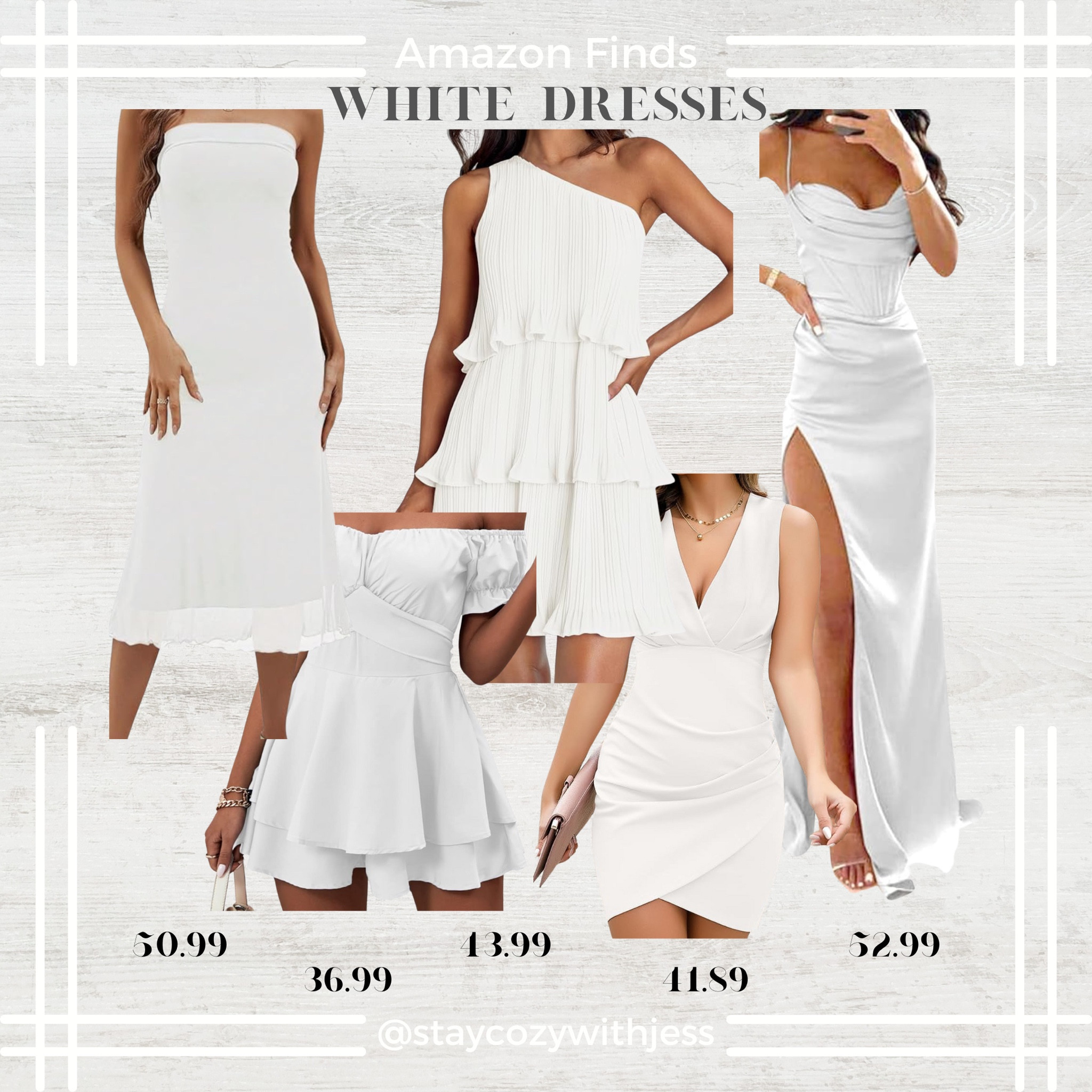 Shop both black & white dresses via the links below & follow me @staycozywithjess for more Amazon fashion finds 🤍🖤

Little Black Dress
The little black dress (LBD) is a timeless wardrobe staple. It's a versatile dress that can be dressed up or down for any occasion.

Hot tips & how to wear it:
Dressy Look:
• Elevate your LBD with statement jewelry, like a chunky gold necklace or bold earrings.
• Dress it up with sparkly heels or sandals.
• A clutch with embellishments or a pop of color can add personality.
Casual Look:
• For a more casual look, pair your LBD with a denim jacket or a leather moto jacket.
• You can also try a blazer or cardigan for a polished yet relaxed look.
• Flat ballet flats or loafers are great options for footwear.

White Dress
A white dress is a perfect choice for a summery look or a bridal event. 

Hot tips & how to wear it:
Summery Look:
• Opt for a flowy white dress in a breathable fabric like cotton or linen.
• Pair it with wedge sandals or espadrilles for a comfortable and stylish look.
• A straw tote bag and sunhat are perfect summery accessories.
Formal Look:
• Choose a white dress in a more structured silhouette, like a midi dress or a gown.
• Pair it with heels and statement jewelry for a glamorous look.
• A clutch or evening bag completes the formal look.

Stay cozy,
- Jess 🤍

#weddingguest #dresses #amazondress #blackdresses #partydress #amazondresses #cocktaildresses

#LTKstyletip #LTKfindsunder50 #LTKwedding