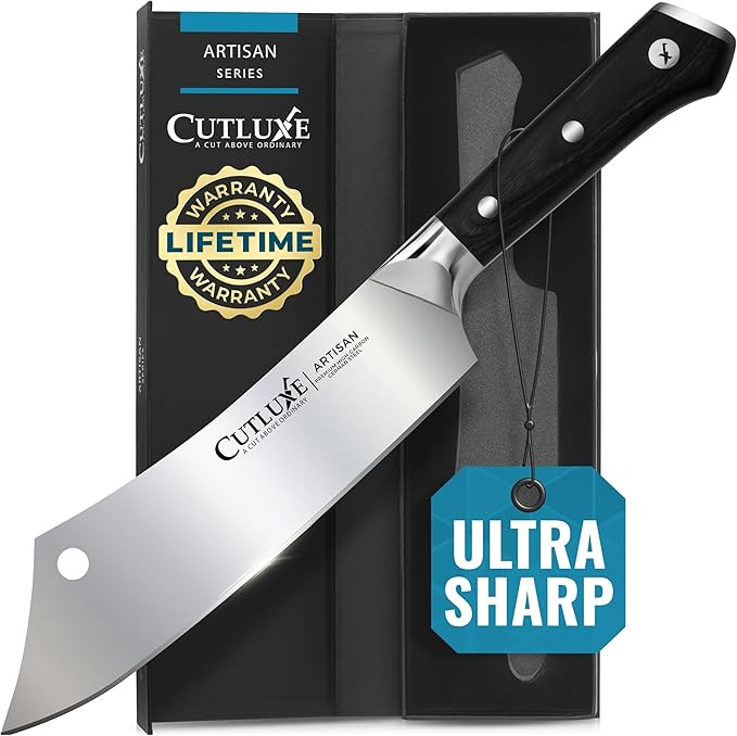 Cutluxe Cleaver Chef Knife – 8" Meat Cleaver Butcher Knife – German Steel Blade, Full Tang, E... | Amazon (US)