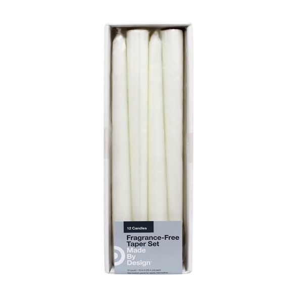 10" 12pk Unscented Taper Candle Set - Made By Design™ | Target