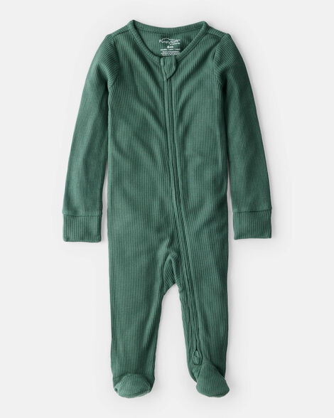 Baby Solid Print PurelySoft Long-Sleeve Sleep & Play Pajamas - Green | Carter's Inc