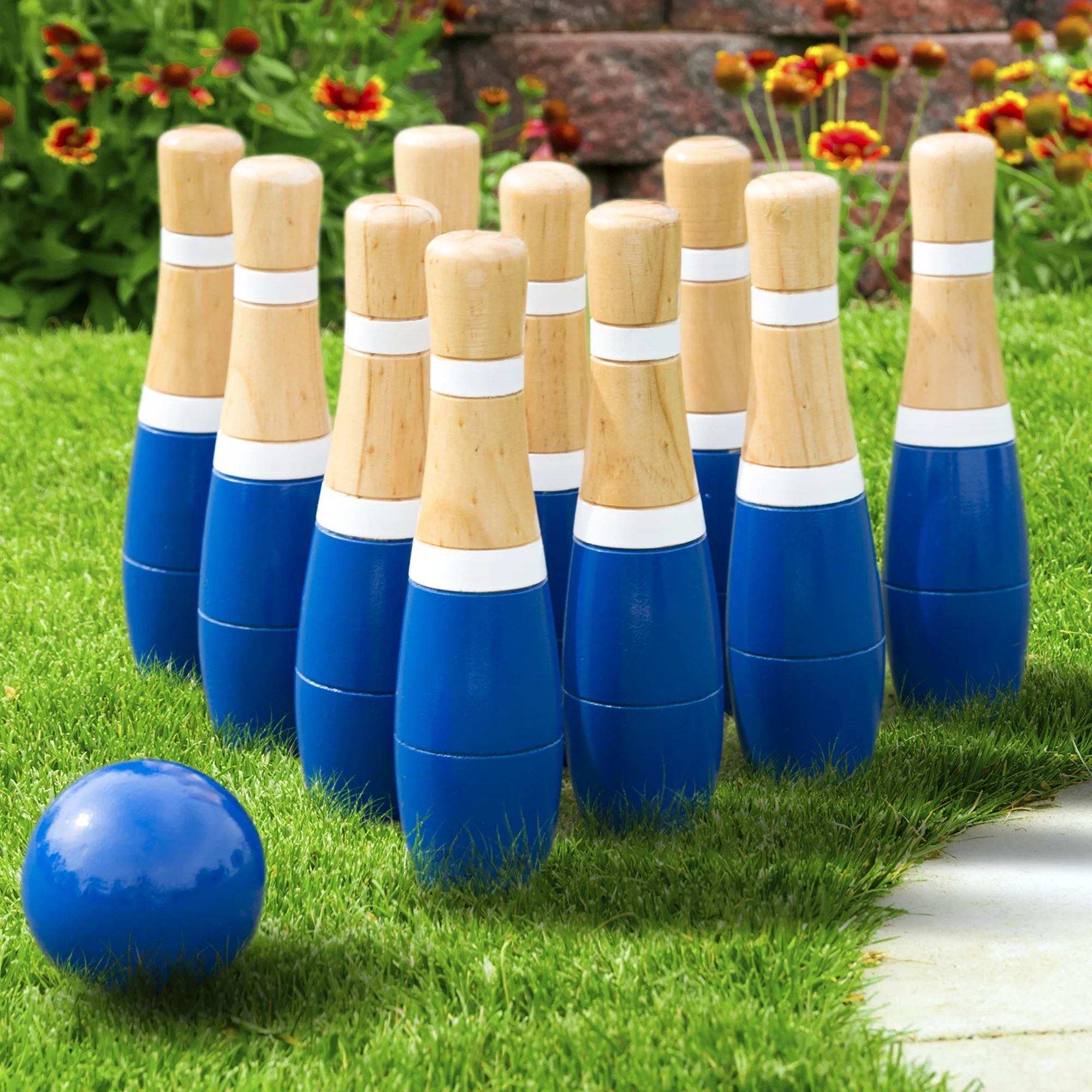 Lawn Bowling Game/Skittle Ball- Indoor and Outdoor Fun for Toddlers, Kids, Adults – 10 Wooden P... | Walmart (US)