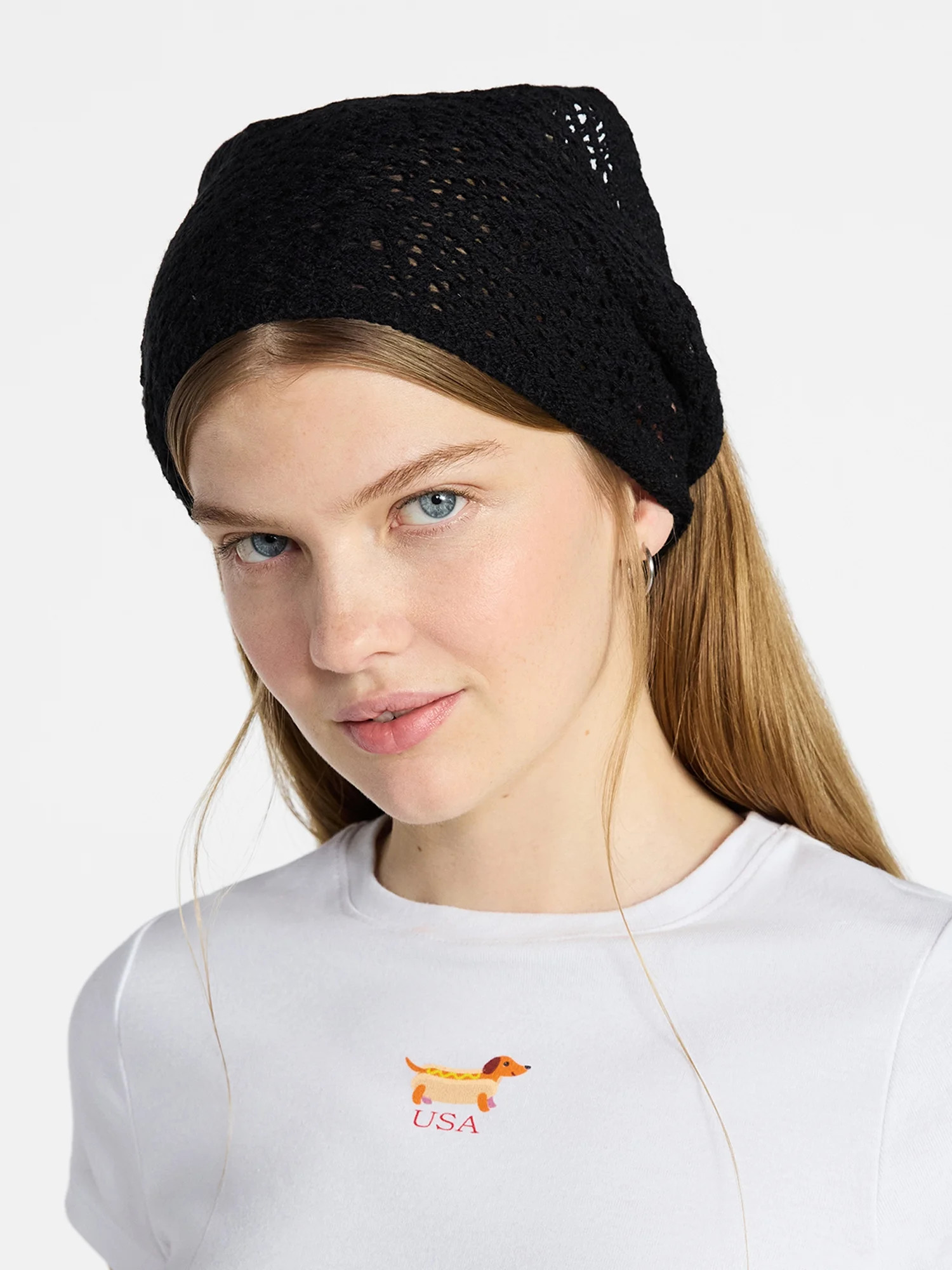 No Boundaries Women's Woven Triangle Headscarf with Pattern, Black Soot | Walmart (US)