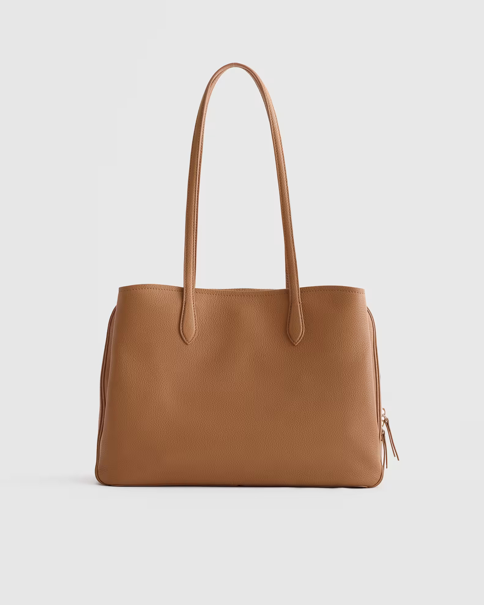 Italian Leather Triple Compartment Work Tote in Cognac | Quince