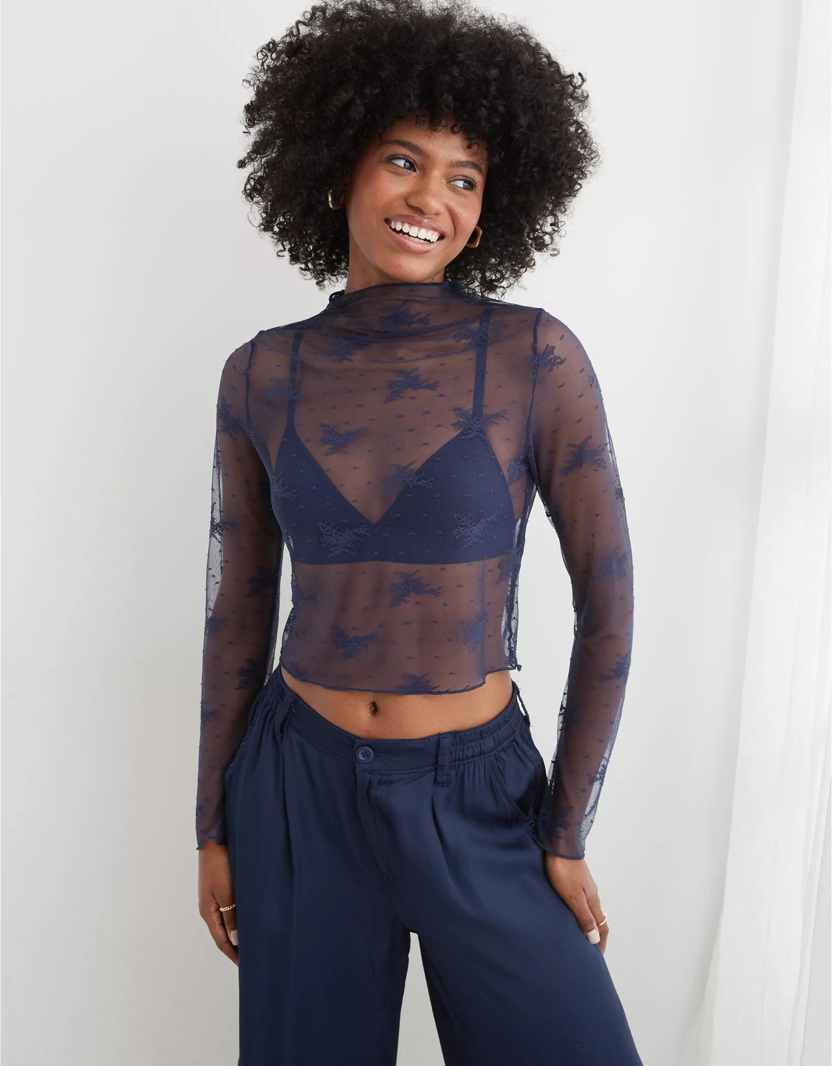 Aerie Level Up Lace Layering T-Shirt | Aerie