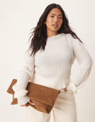 ASOS DESIGN suede roll top clutch in dark tan | ASOS | ASOS (Global)