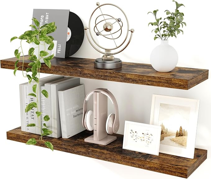 Floating Shelves for Wall, 36 inch Rustic Shelves 9.3in Deep Wooden Shelf, Floating Wall Shelves ... | Amazon (CA)