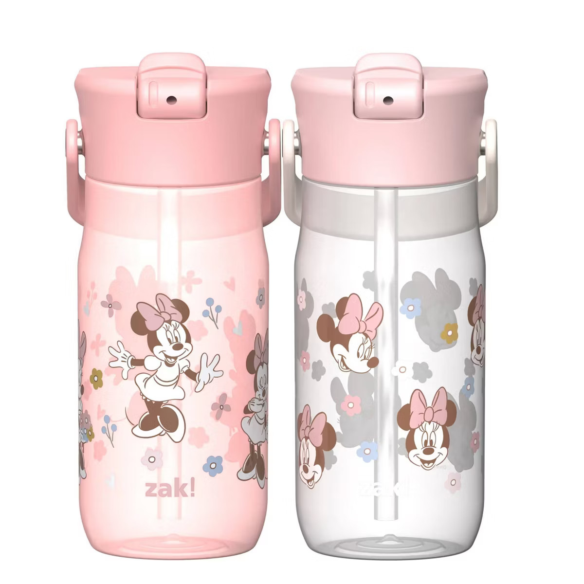 Zak Designs 2pk 18oz Minnie Mouse Harmony Straw Water Bottle Pink | Target