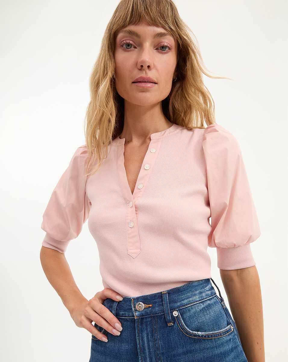 Coralee Puff-Sleeve Top in Pink | Veronica Beard | Veronica Beard