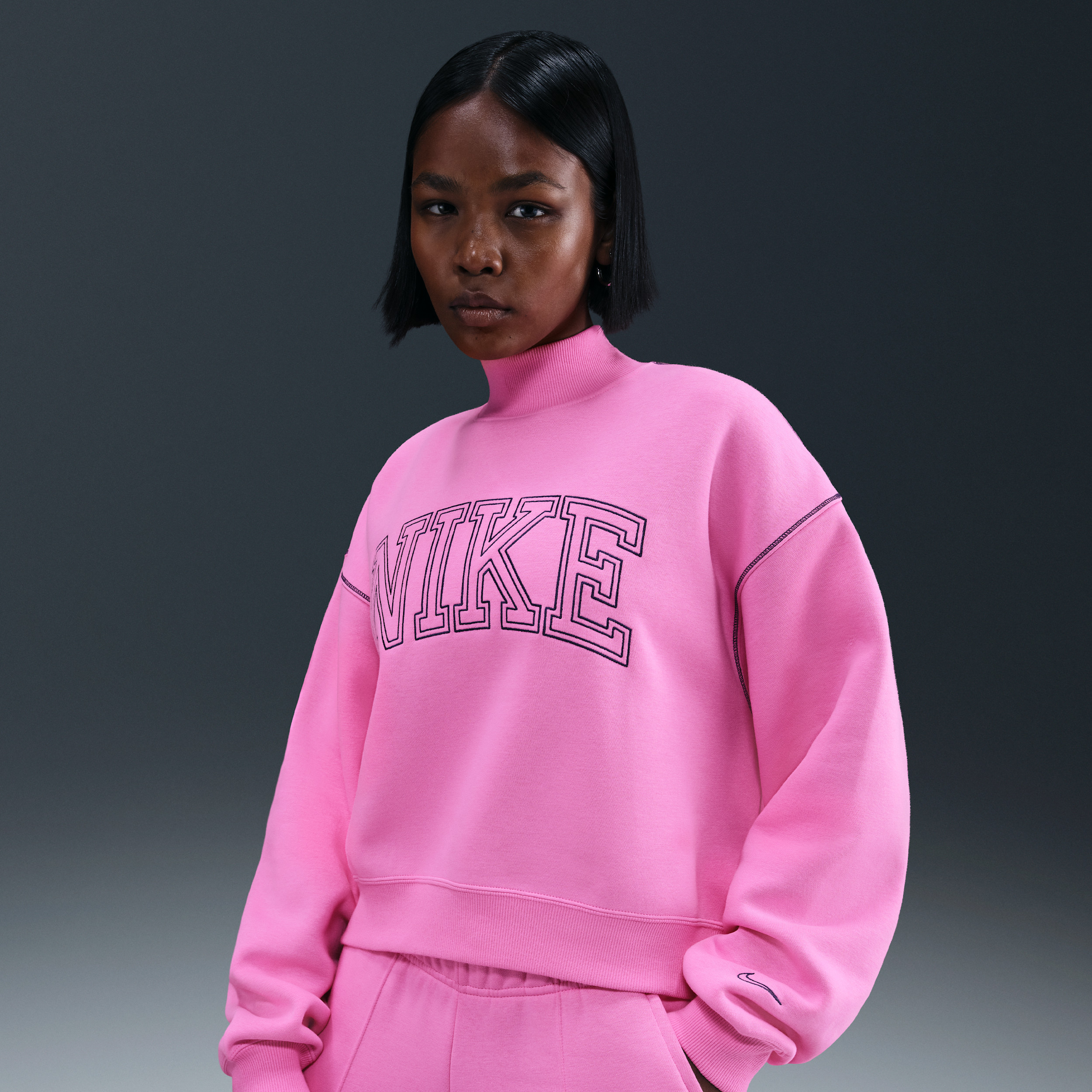 Women's Nike Sportswear Phoenix Fleece Mock-Neck Sweatshirt in Pink | IM7490-675 | Nike (US)