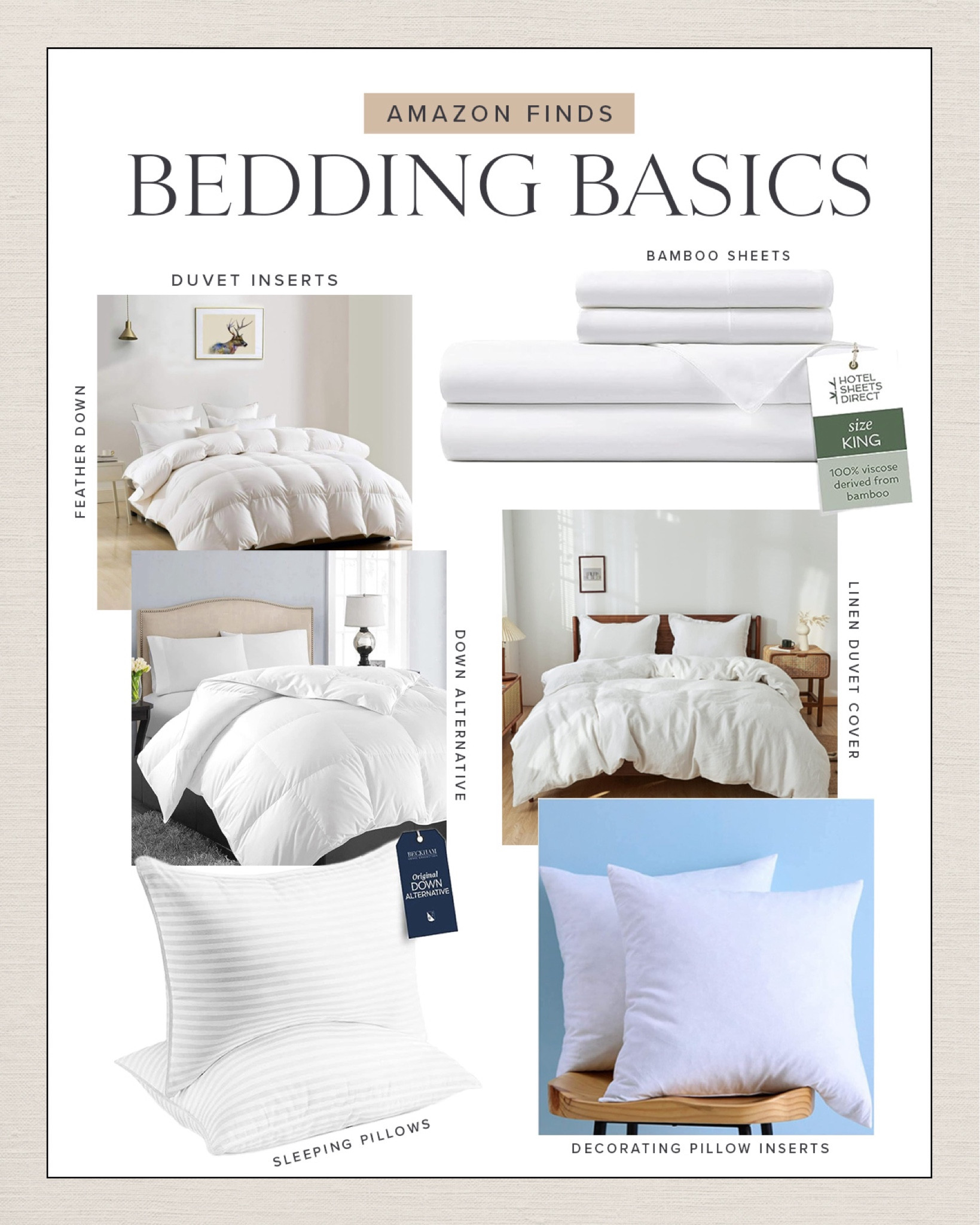 AMAZON \ bedding basics I love🤍

Bedroom
Bed
Pillows 

#LTKHome #LTKFindsUnder100