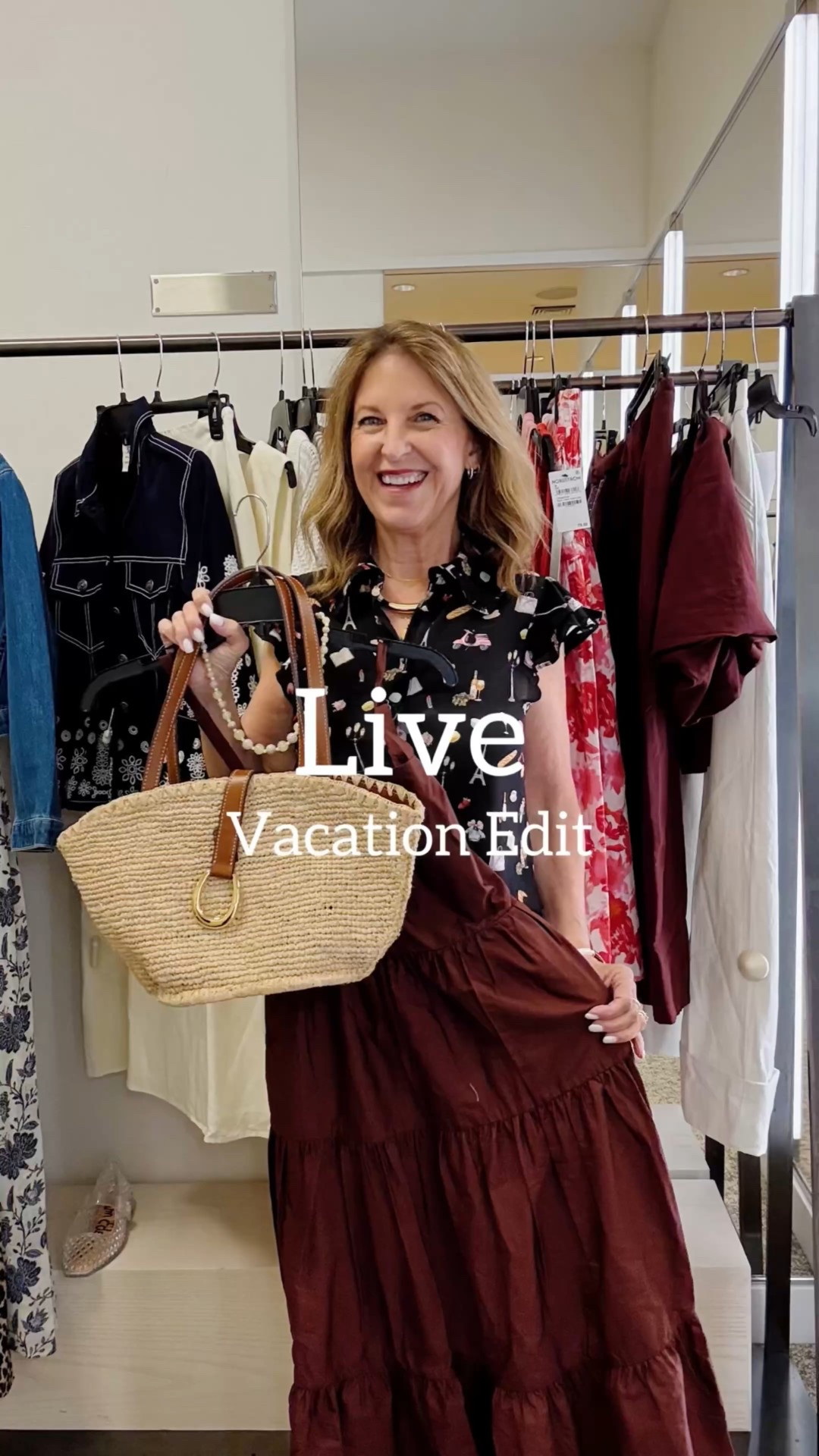 Hi, I'm Sandy, and I go live every Thursday, sharing what's new and styling tips.

Today's live is a vacation edit with 
Dresses
Shorts
Jellys
Jewelry
Jeans 
Tops. 

Which is your favorite? 
Items for tts. 
I am 5’2 "and wear a 25 in the jeans and a Xs in everything else. 

#LTKSummerEdit #LTKOver40 #LTKTravel