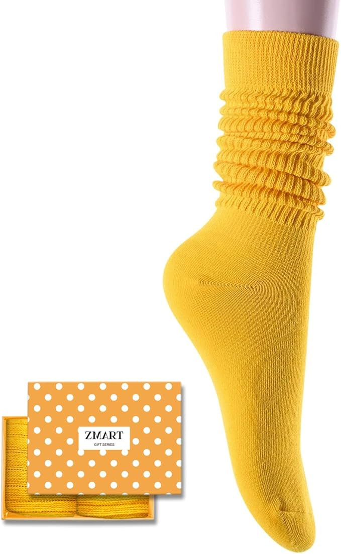 Zmart Slouch Socks Women Knee High Tube Long Socks, Soft Scrunch Socks 80s 90s Socks Size 5-10 | Amazon (US)