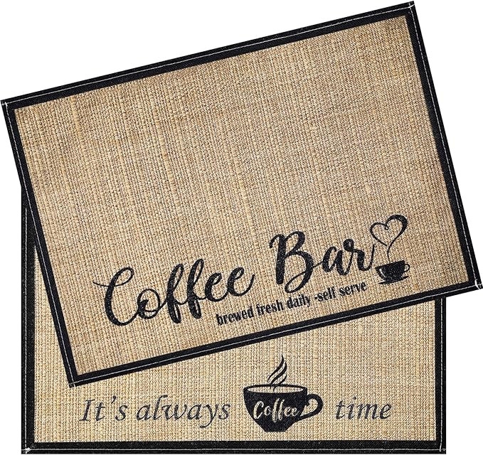 Cunhill 2 Pieces Coffee Bar Mat,Coffee Bar Accessories 20 x 14 Inch Coffee Bar Decoration Coffee ... | Amazon (US)