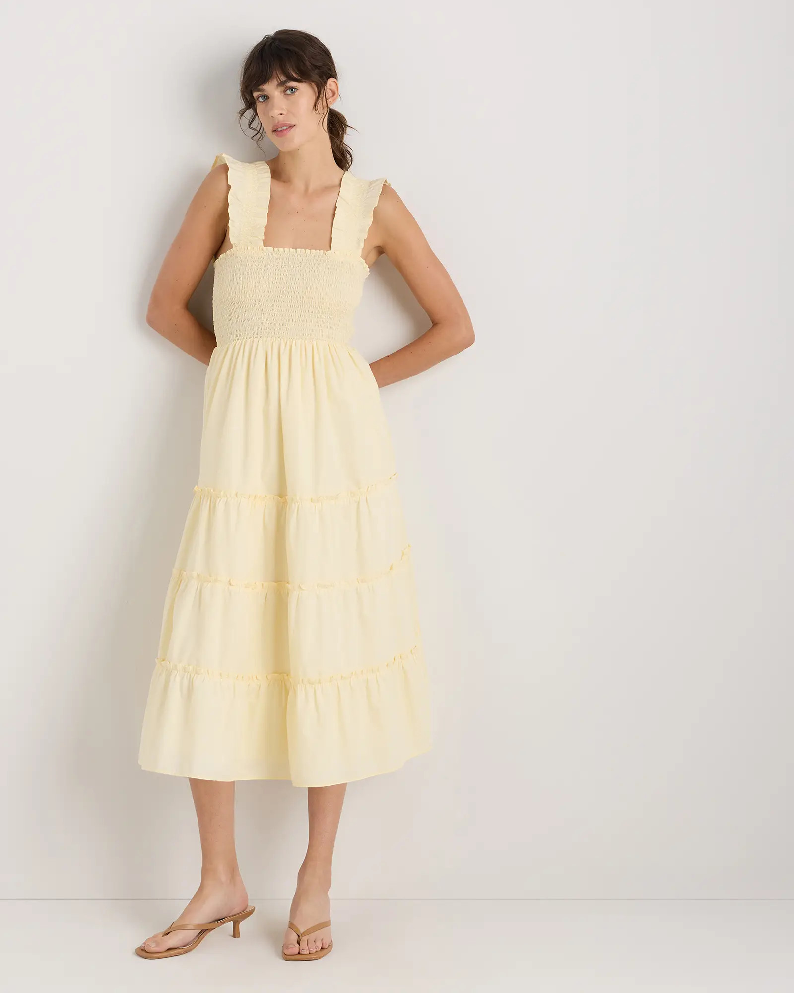 100% Organic Cotton Poplin Smocked Midi Dress | Quince