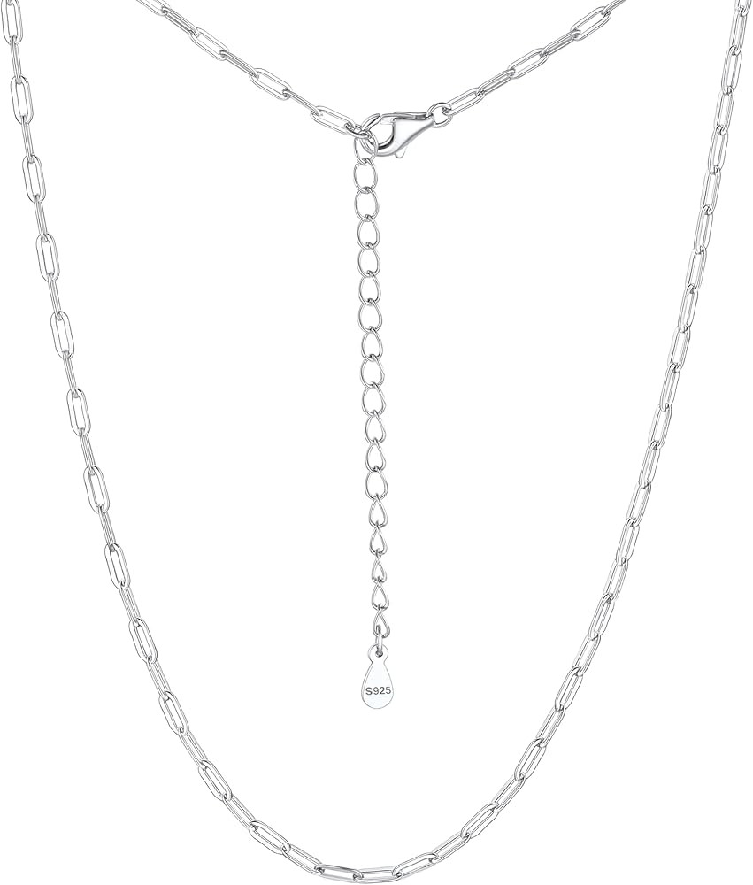 PROSILVER 925 Sterling Silver Paperclip Chain Necklace for Women Jewelry, with Gold/Rose Gold Pla... | Amazon (US)