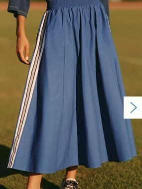 Anthropologie Blue Midi Skirt with Side Stripes | Poshmark
