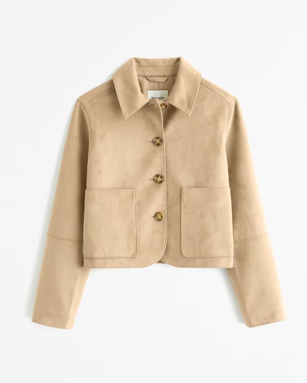 Women's Faux Suede Button-Through Jacket | Women's Coats & Jackets | Abercrombie.com | Abercrombie & Fitch (UK)