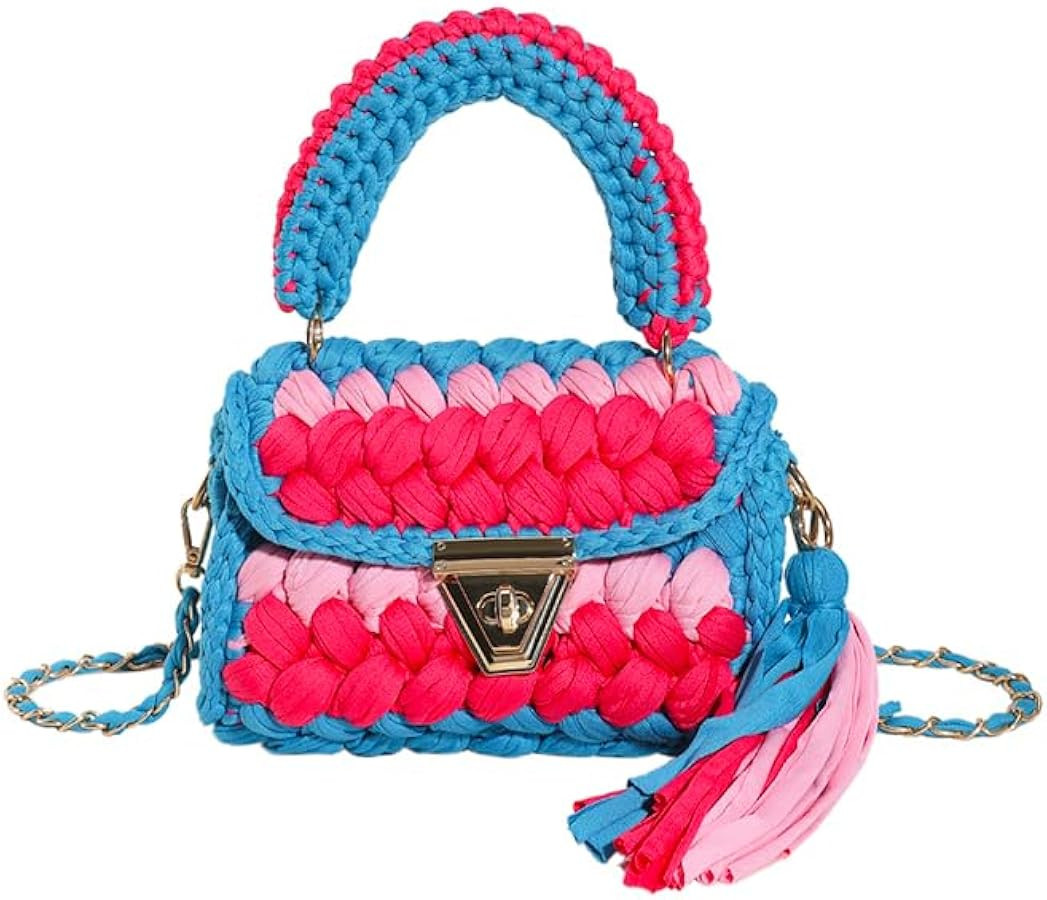 Handmade Crochet Wedding Party Purse Crossbody Bags for Women Shoulder Bag Clutch Flap Evening Ba... | Amazon (US)