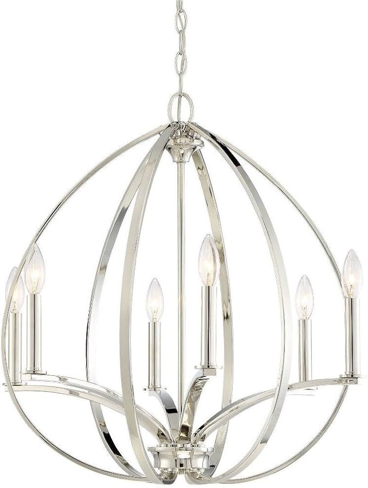 Minka Lavery Chandelier Lighting 4986-613 Tilbury, 6-Light 360 Watts, Polished Nickel | Amazon (US)