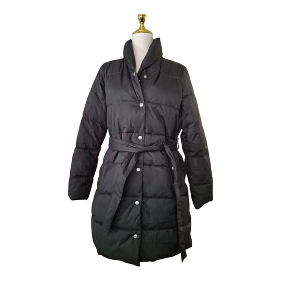 J.Crew Women’s Black Belted Puffer Coat Jacket Medium M Quilted Warm Winter | Poshmark