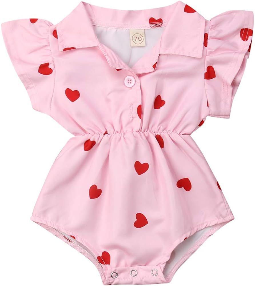 Toddler Newborn Infant Baby Girl Ruffle Blouse Romper Summer Cute Short Jumpsuit Clothes | Amazon (US)