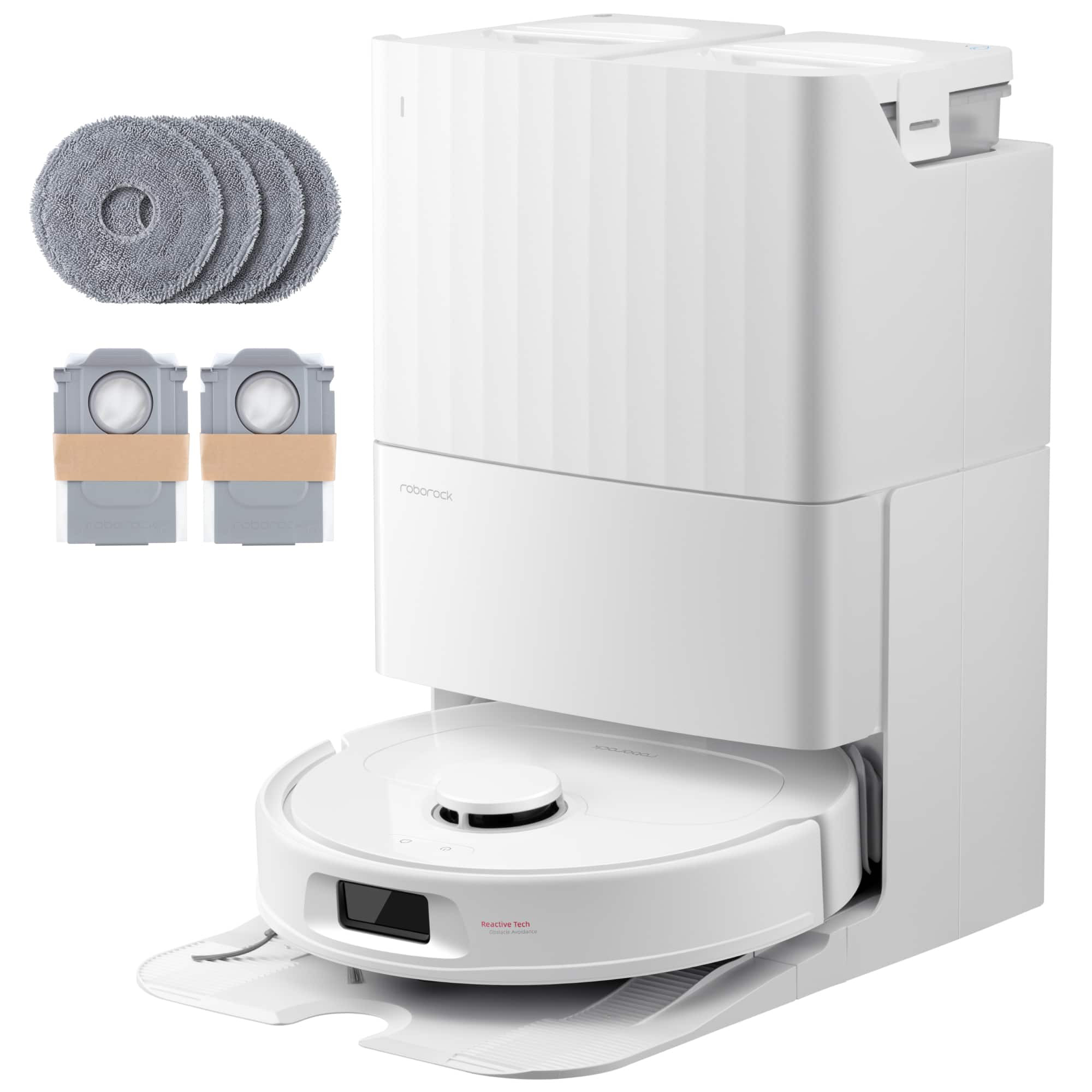 Roborock - Qrevo Series Robot Vacuum & Mop with Multifunctional Dock, 10,000Pa Suction, Anti-Tangle Brush, Self-Emptying - White | Best Buy U.S.