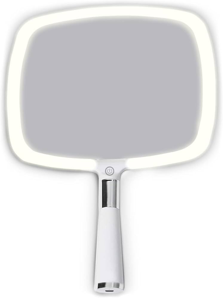 MIRRORVANA® Lighted Travel Hand Mirror with Comfy Handle and Detachable Stand - Portable, Thin a... | Amazon (US)