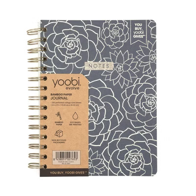 Yoobi Evolve 200pg Ruled Journal 6"x8" Spiral Navy Succulents | Target