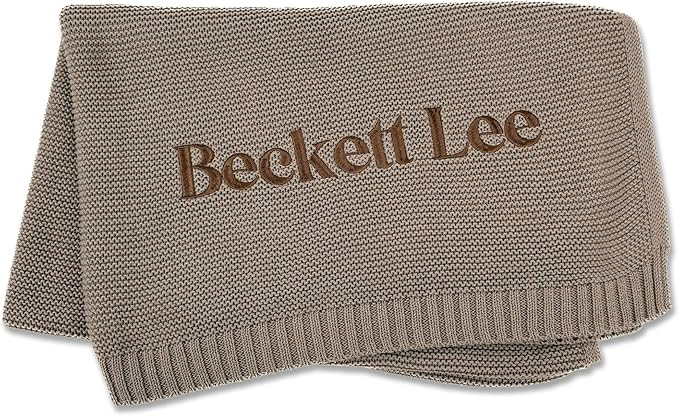 Hickory Hollow Designs Name Blankets Personalized Baby, Embroidered Baby Blanket, 100% Cotton, Ta... | Amazon (US)