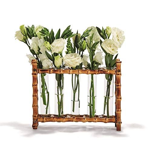 Two's Company Natural Bamboo Vase Includes 5 Glass Tubes | Amazon (US)