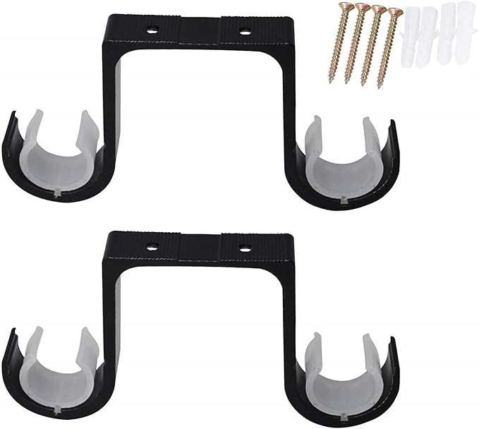 Tiweio Aluminum Alloy Ceiling Mounted Curtain Brackets - 2Pcs, Black | Amazon (US)