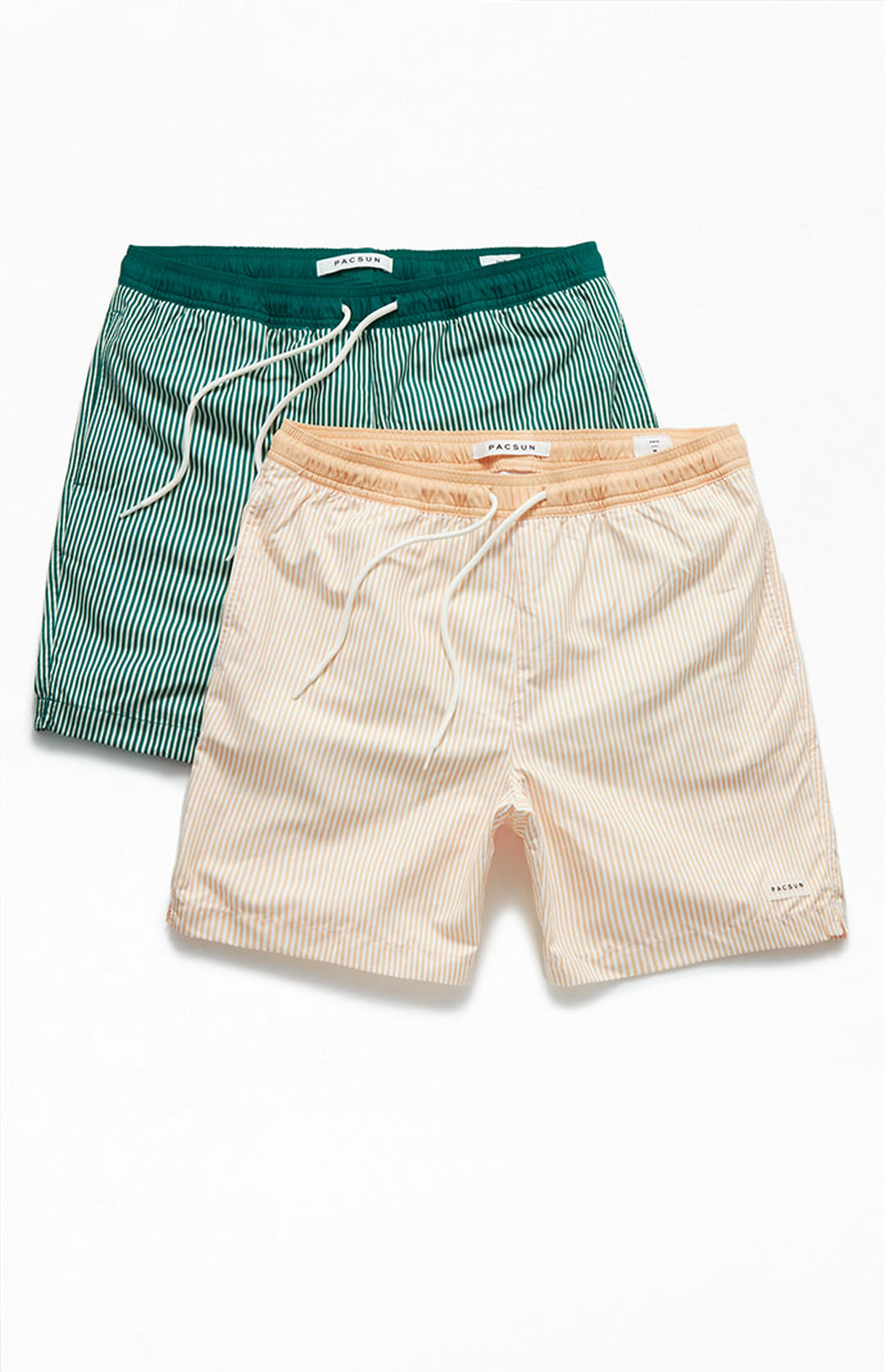 PacSun 2 Pack Striped 17" Swim Trunks | PacSun