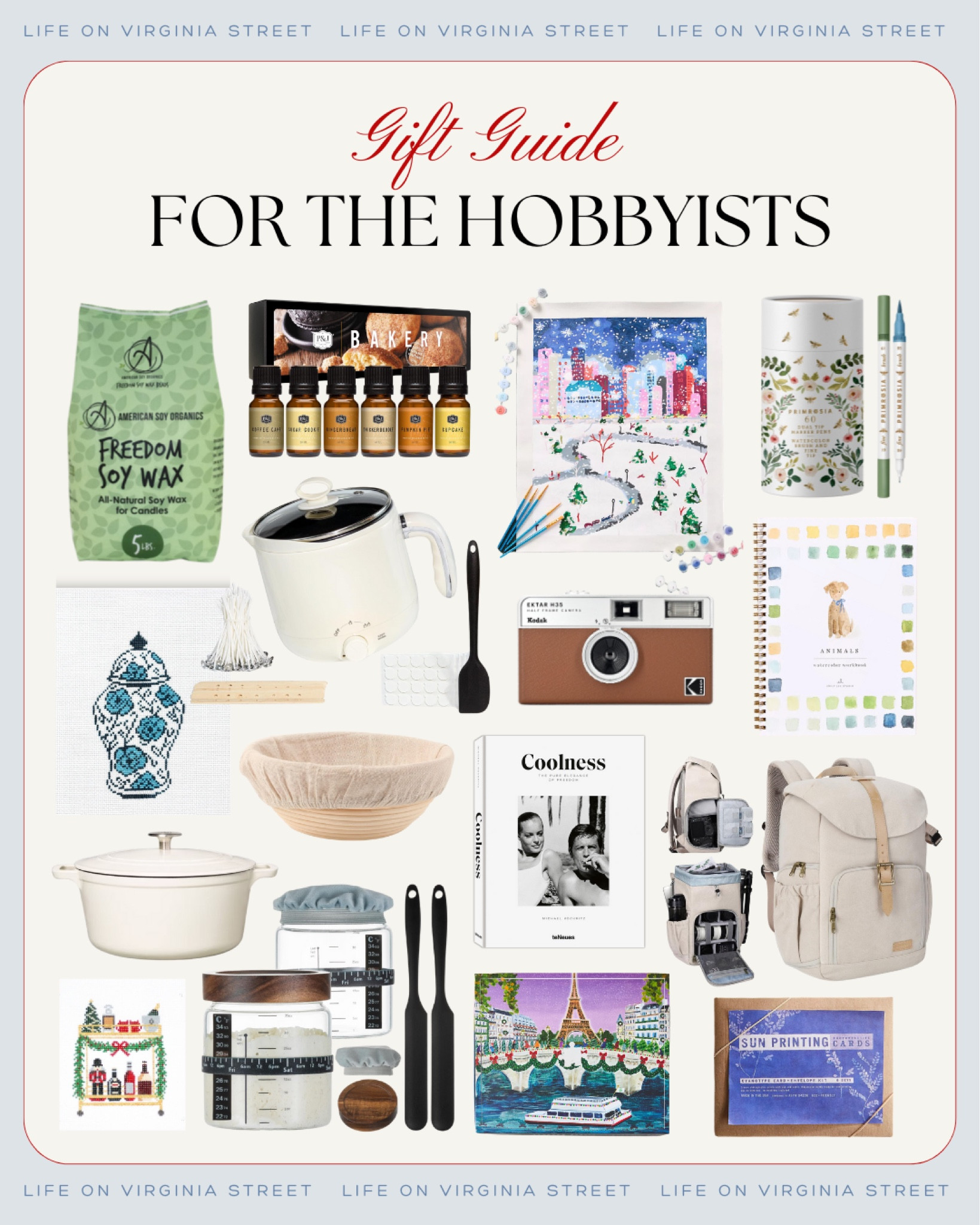 Fun and unique gift ideas for the hobbyist in your life! Includes sourdough starter gifts, needlepoint gifts, watercolor gifts, puzzle gift, photography gift ideas, candle making kits and more! See even more gift ideas here: https://lifeonvirginiastreet.com/gift-ideas-for-nearly-everyone-on-your-list/ #ltkgiftguide #lktholiday #ltkfindsunder50 #ltkfindsunder100 #ltkseasonal #ltkover40 #Ltkfamily 

 

#LTKCyberWeek #LTKGiftGuide #LTKHoliday
