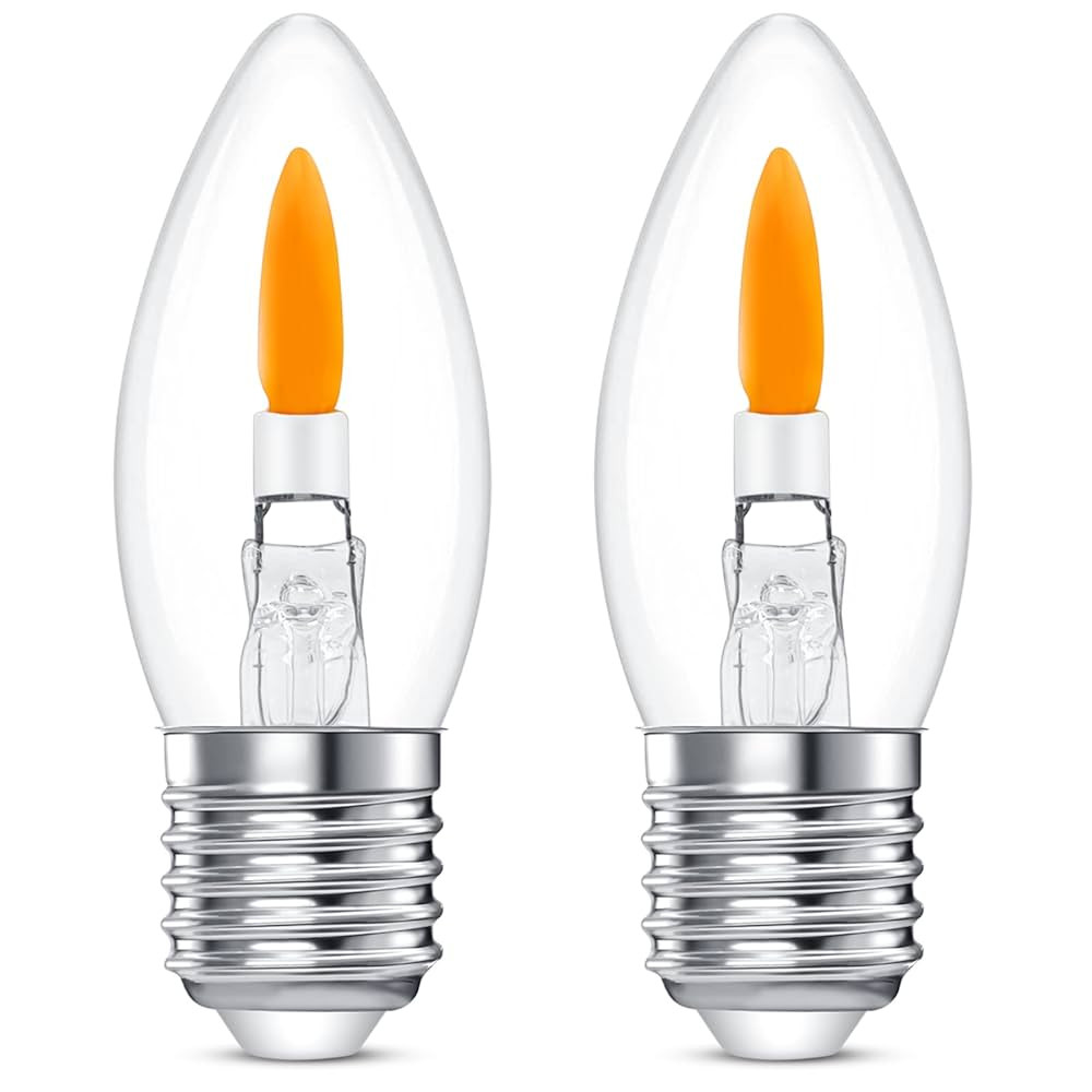 B11 Flame Bulbs 2-Pack - 2 Mode Flickering LED 1800K, E26 Non-Dimmable for Halloween/Christmas Po... | Amazon (US)