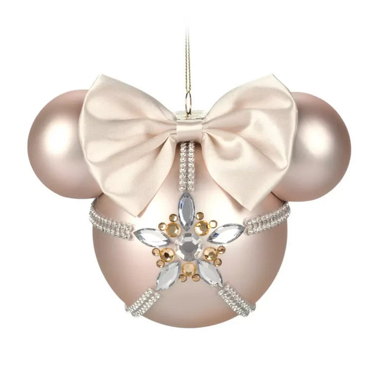 Disney Parks Rose Gold & Gems Minnie Icon Glass Ball Sketchbook Ornament New | Walmart (US)