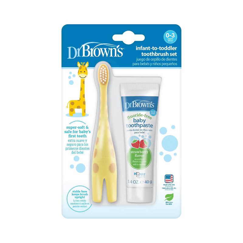 Dr. Brown's Infant-to-Toddler Training Toothbrush Set & Fluoride-Free Baby Toothpaste, Strawberry... | Target