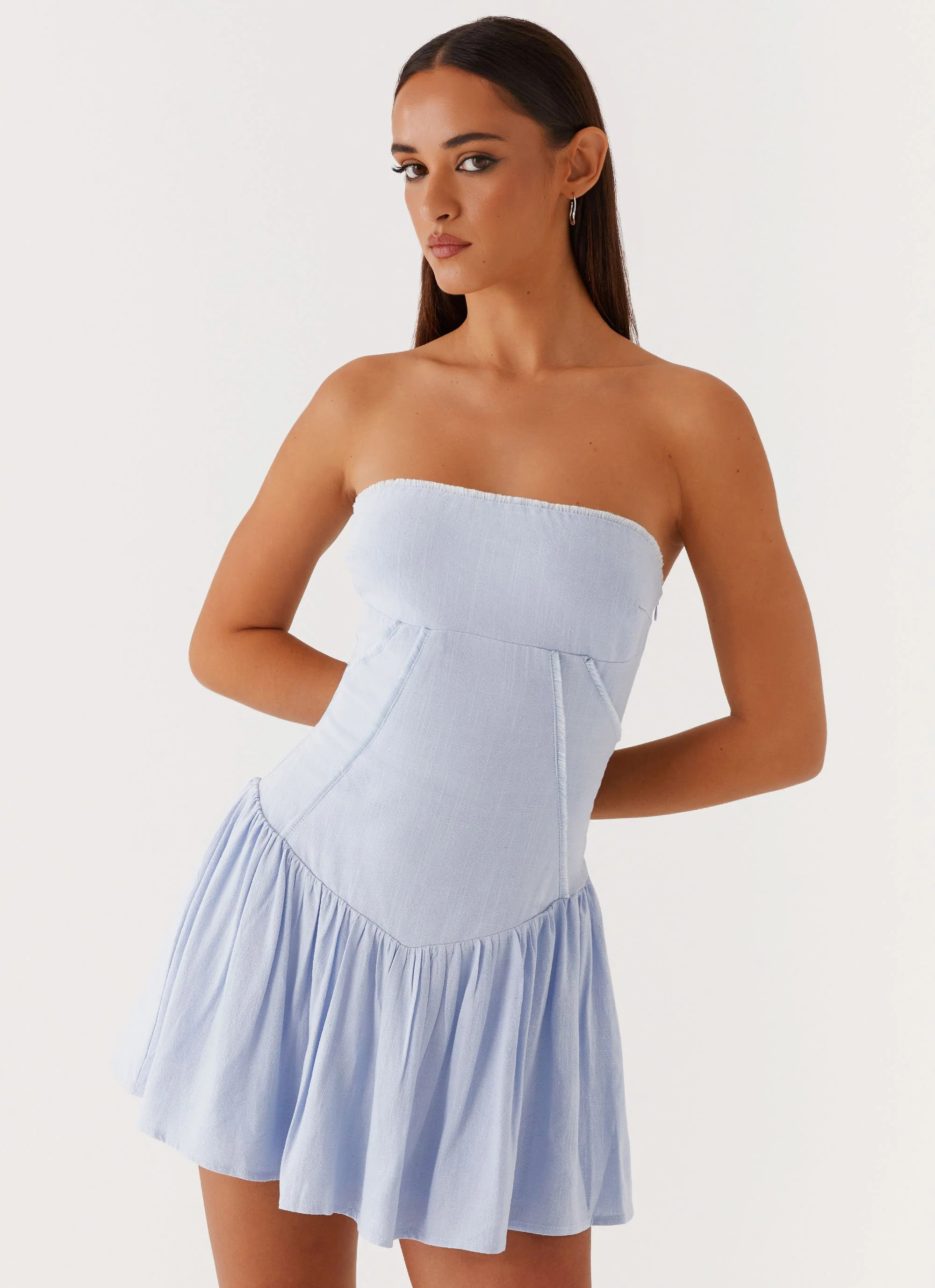 Larnie Linen Mini Dress - Blue | Peppermayo (Global)