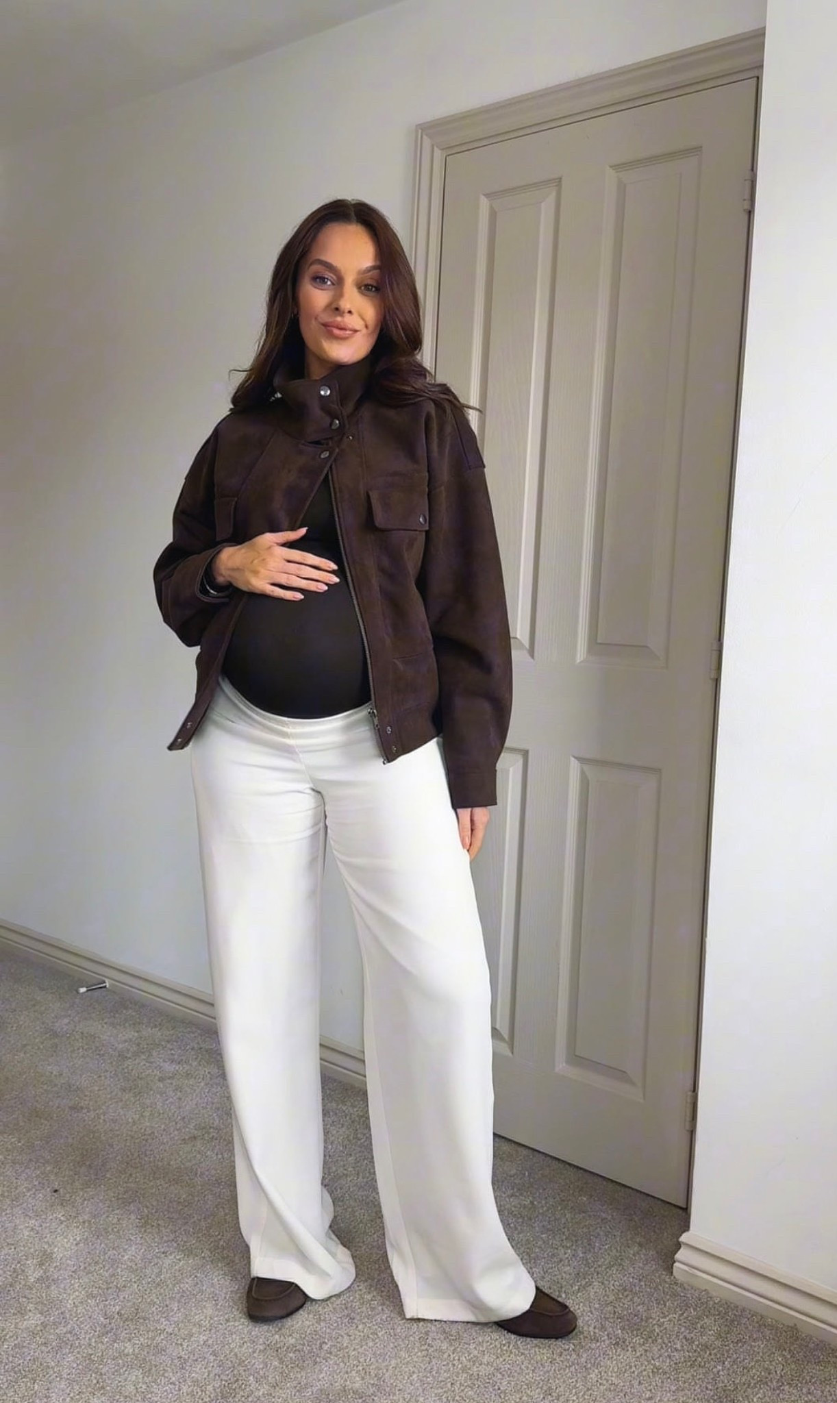 What im wearing at 33 weeks pregnant 🤎 
Similar items linked, exact details below:

Outfit details below: 
- trousers @kookai_australia Maria pants, take your normal size 
- jacket and loafers - @zara 
- top - @hm 
- bag - @limestorecom 
- sunnies - @lespecs  


#LTKuk #LTKspring #LTKmaternity