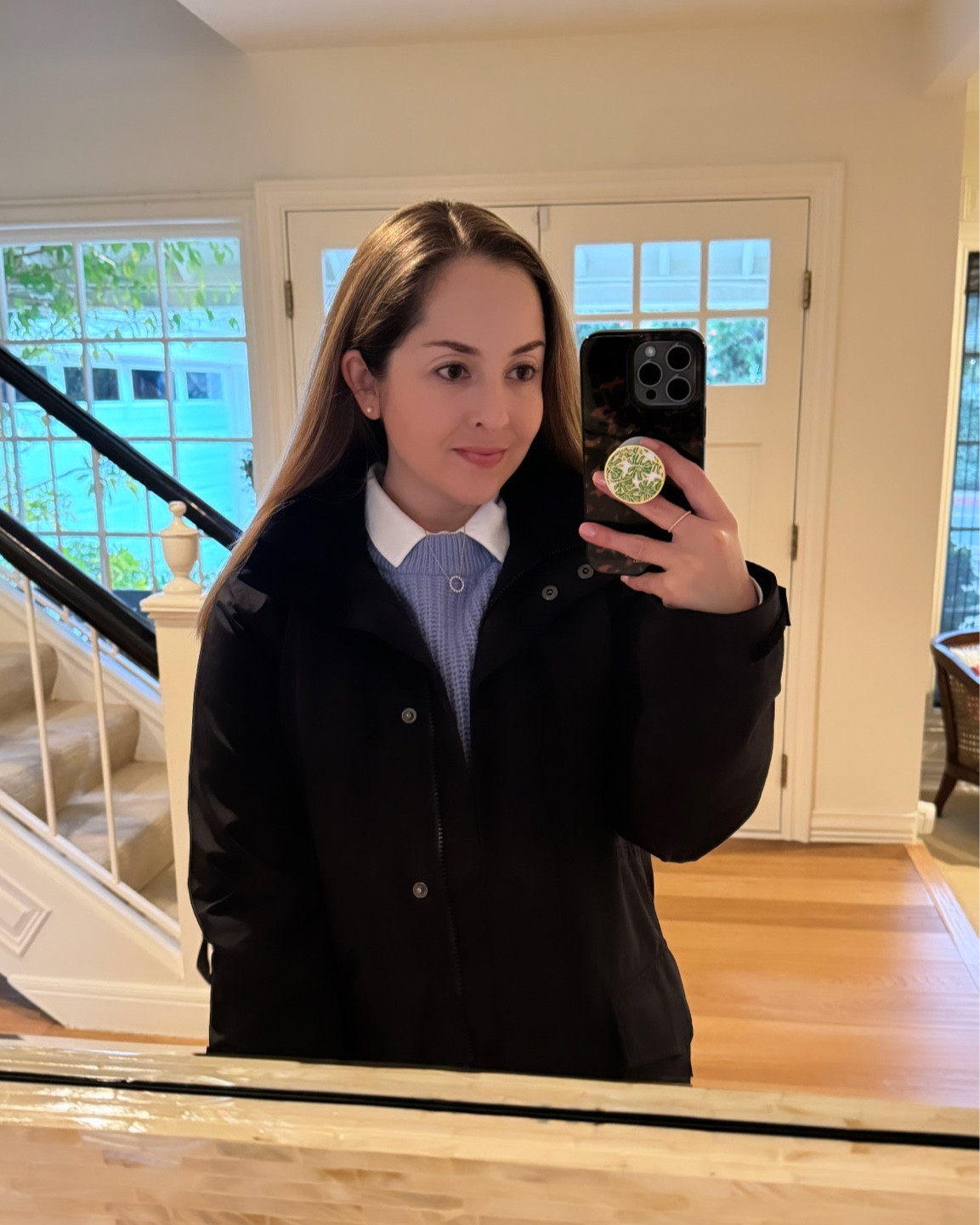 Rainy day ootd. Sezane shirt, Alice Walk sweater, Lands’ End raincoat, Haverhill necklace  

#LTKworkwear #LTKSeasonal #LTKstyletip