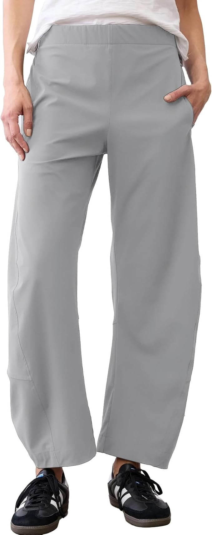 Womens Barrel Pants Wide Leg High Waisted Ankle Business Work Pants Travel Casual Trousers with P... | Amazon (US)