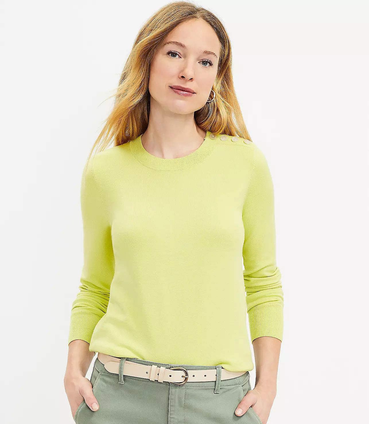 Shoulder Button Sweater | LOFT