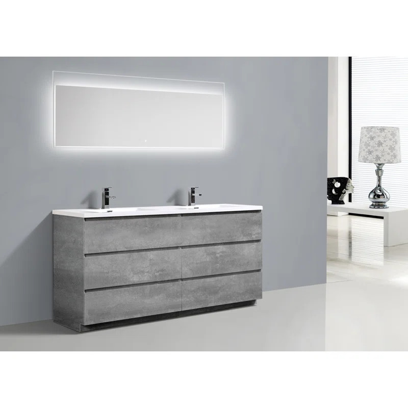 71'' Free-standing Double Bathroom Vanity with Polymarble Vanity Top | Wayfair North America