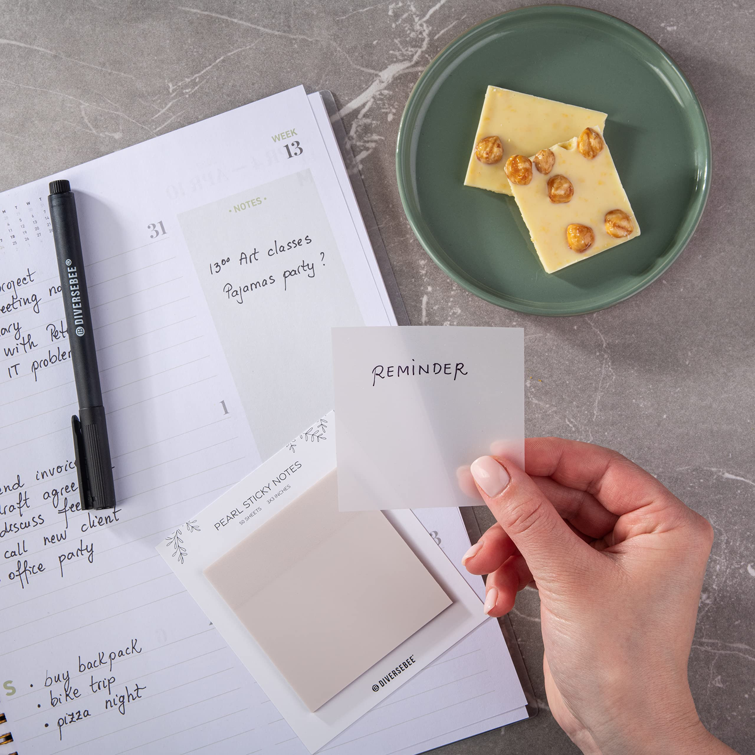 DiverseBee 50 Sheets Pastel Transparent Sticky Notes, 3x3” Clear Sticky Tabs, Translucent Page ... | Amazon (US)