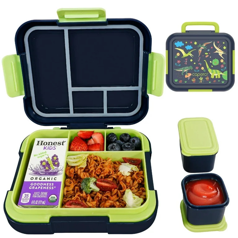 Caperci 4.8 Cups Bento Box for Kids - 4 Compartments Large Lunch Box with Two Modular Containers,... | Walmart (US)