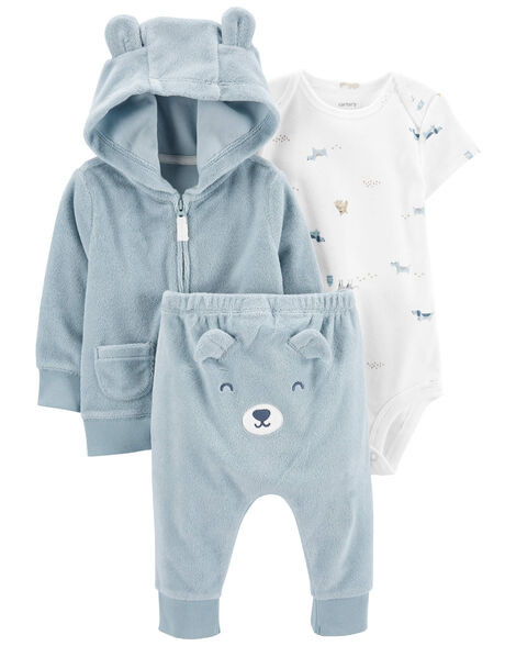 Carter's Baby Boys 3-Piece Bear Little Cardigan Set 9M Blue/White | Carter's