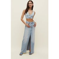 Stradivarius Vintage Denim Maxi Skirt Medium Light Blue Denim 16 | Stradivarius (UK)